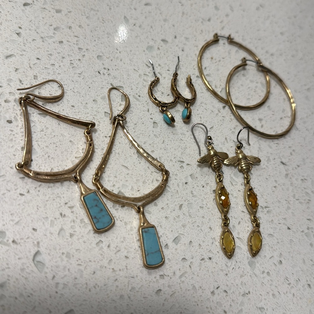 🚨CLEAR OUT🚨  Lot of 4 Lucky Brand Earrings Statement Boho Jewelry Gold Dangle